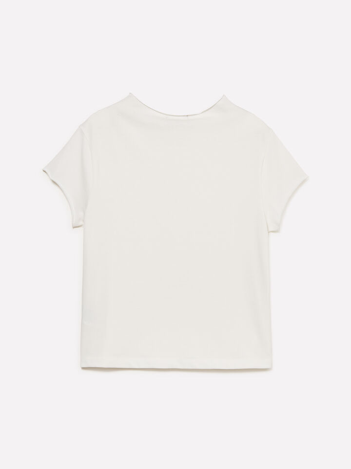 White t-shirt with halter neck - women's short sleeve t-shirts - White | Sisley image number 6